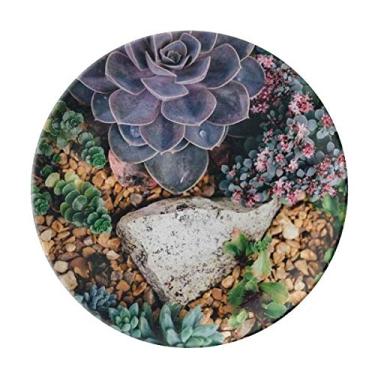 Imagem de Prato decorativo de porcelana Salver Prato de jantar com estampa de pedra