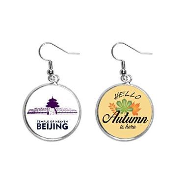 Imagem de Brinco de folha de outono com pingente de orelha do templo chinês de Pequim