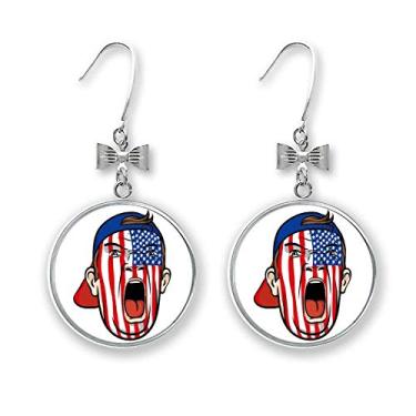 Imagem de Bandeira dos EUA pintura facial chapéu de maquiagem brincos laço gancho perfurado