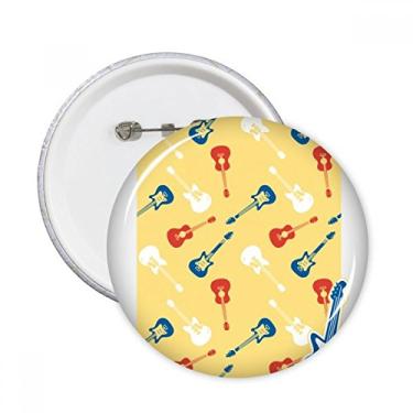Imagem de Estampa musical de guitarra amarela ilustrada pinos redondos distintivo decoração de roupas 5 peças presente