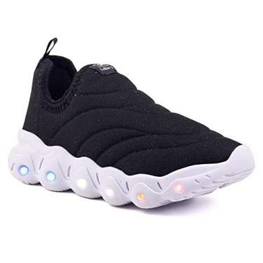 Imagem de Tenis Infantil De Led Masculino Feminino Calce Facil Meia Cor:Branco;Tamanho:25