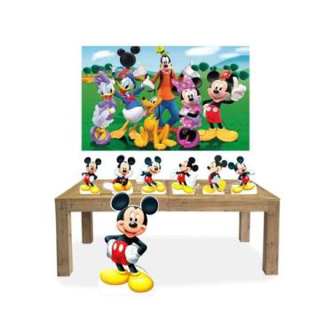 Imagem de Kit Festa Decoração Infantil Mickey +7 Display + Painel - X4 Adesivos
