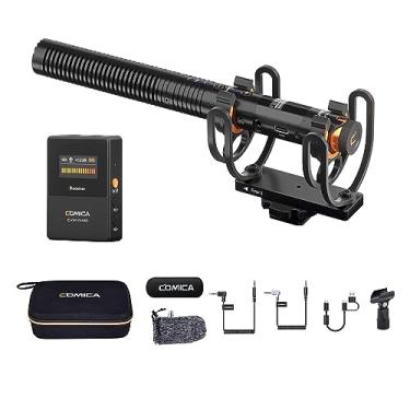 Imagem de comica CVM-VM30 Microfone Shotgun sem fio condensador supercardióide 2.4G para câmera, smartphone e PC com 75/150 Hz, microfone de vídeo universal supercardióide para cineastas, vloggers
