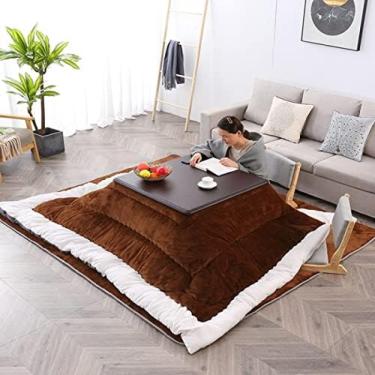 Imagem de Conjunto De Mesa Kotatsu Com Quatro Aquecimento Para Sala De Estar Mesa Kotatsu Em Madeira Maciça De Inverno Tatami Mesa Baixa Mesa De Centro De Verão Presente Quente Para A Família,Cor Nogueira,1
