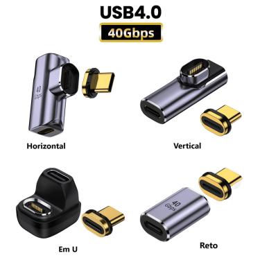 Imagem de Adaptador Magnético 4.0 USB-C 40Gbps Macho Fêmea Video Audio