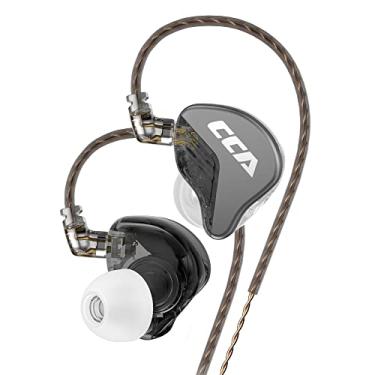 Imagem de CCA CA4 Dual Driver in Ear Earphones Capa de liga de zinco + Cavidade de resina importada + Som de liga de alumínio, DJ no monitor de orelha para aumentar graves, médios e alturas transparentes, Black no mic, CA4 No mic
