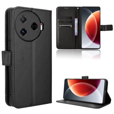 Imagem de Elubugod Capa de couro compatível com Tecno Camon 30 Pro 5G, capa flip de couro PU compatível com Tecno Camon 30 Pro 5G CL8 capa preta