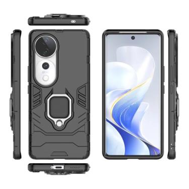 Imagem de Kukoufey Capa compatível com Vivo V40 5G, suporte magnético para carro compatível com Vivo V40 Pro 5G V2347 / V40 5G V2348 / S19 Pro 5G V2362A capa preta