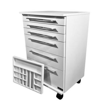 Imagem de Mesa Auxiliar Clínica Dentista Consultório C/ Rodízios - Deki Móveis