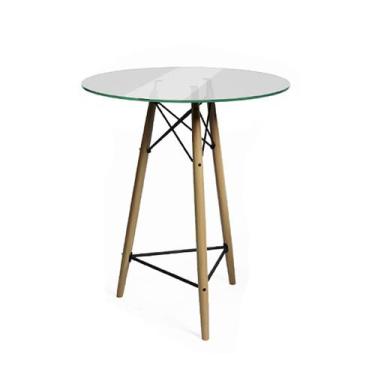 Imagem de Mesa Bistrô Eames Eiffel Redonda Vidro Base Madeira Maciça 60cm - CASA