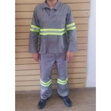 Imagem de Uniforme de brim com faixa refletiva calça e camisa manga longa constr