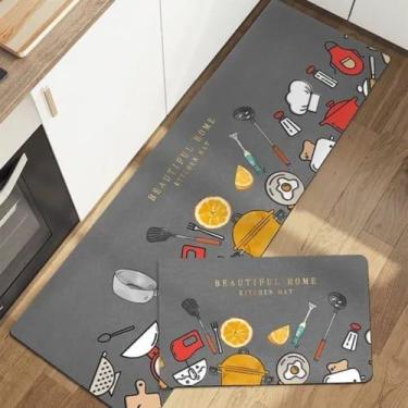 Imagem de Jogo De Tapete Passadeira Belga Cozinha Antiderrapante 2 Pcs - Enxovai