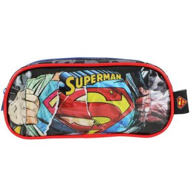 Imagem de Estojo Escolar Juvenil Infantil Superman Meninos Cinza - Luxcel, Estoj