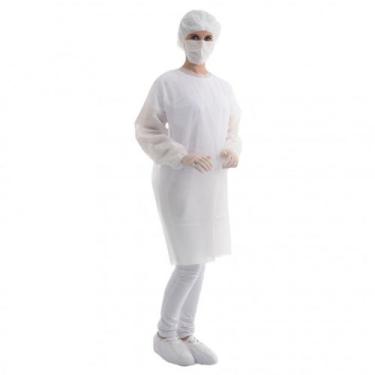 Imagem de Avental Manga Longa Premium Com Tiras 20gm² pct 10 unidades Branco - P