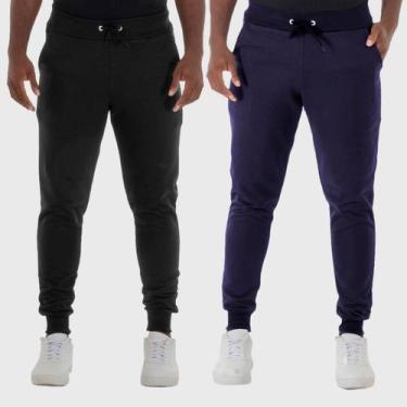 Imagem de Kit 2 Calças Masculinas Moletom Slim Tucura Shirts - Benellys, M, Pret