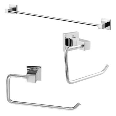 Imagem de Kit Acessórios Banheiro Lavabo 3 peças Cromado metal - Creatore