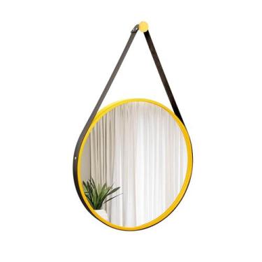 Imagem de Espelho Decorativo Adnet Amarelo Alça material sintético Preto 50 cm R