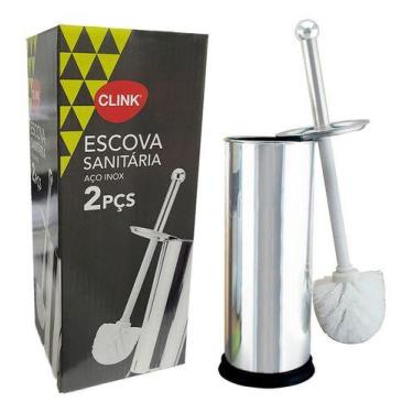Imagem de Escova De Banheiro Para Limpar Vaso Sanitário Aço Inox - Clink