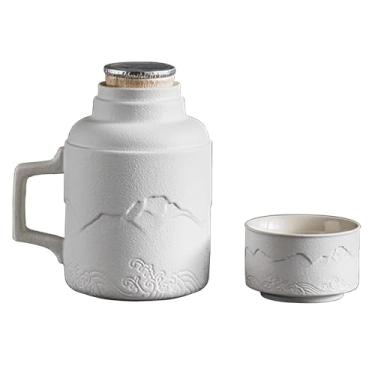 Imagem de Xícara De Chá Portátil De Grande Capacidade, Bule De Chá E Caneca Com Tampa, Conjunto De Xícara De Chá Chinês Para Sala De Estudo De Escritório(White)