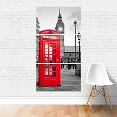 Imagem de Quadro Cidades Londres preto e branco Telefone Canvas 125x65