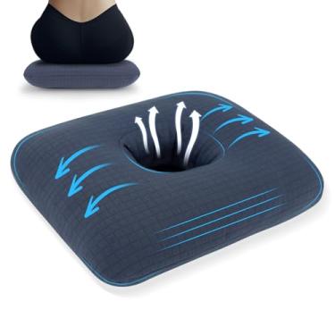 Imagem de RoamReady Almofada de donut para alívio da dor no cóccix, almofada de algodão respirável para hemorróidas, gravidez, próstata e cirurgia, alívio da pressão sentada para casa, escritório e carro