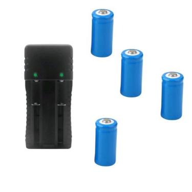 Imagem de Kit 1 Carregador De Bateria Duplo 2 Slot 14500 Mais 4 Baterias De Gran