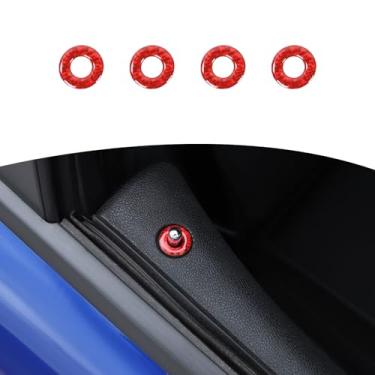 Imagem de RT-TCZ para Dodge Charger Porta Dobradiça Capa 4 PCS Fibra de Carbono Vermelho