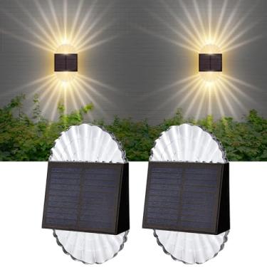 Imagem de Starstrips Luzes solares de deck ao ar livre à prova d'água pacote com 2 luzes LED para degraus luzes externas para parede branca quente Lihgts iluminação decorativa para pátio escadas e quintal