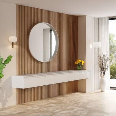 Imagem de Aparador Suspenso para Hall de Entrada 3 Gavetas 1,80m Aspen Off White EDN