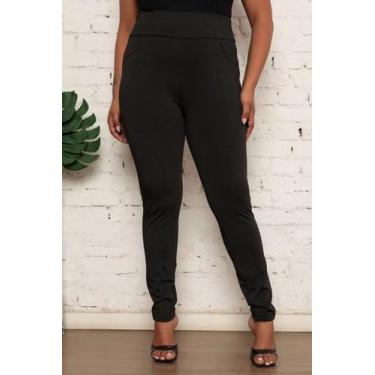 Imagem de Calça Legging Montaria Plus Size Detalhe Couro PU Cirrê Preto - Zipitu