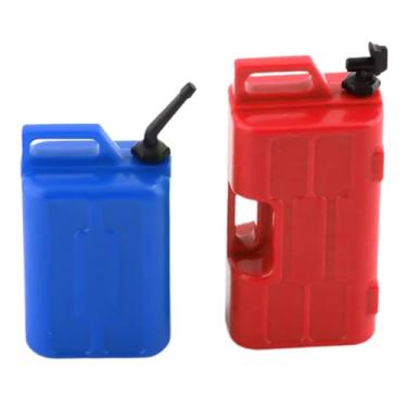 Imagem de menolana 2x 1/10 de simulação em escala combustível de gás pode definir o tambor de óleo de combustível tambor de óleo decorativo rc para trx4 controle remoto, Azul E Vermelho