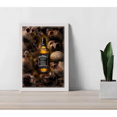 Imagem de Quadro Decorativo Jack Daniels Skull Bar Restaurante C/Vidro