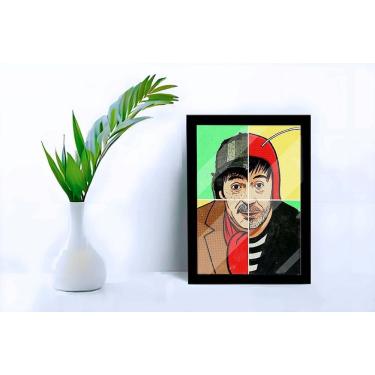 Imagem de Quadro Decorativo Chaves Chapolin C Moldura e Vidro 33x25 A4