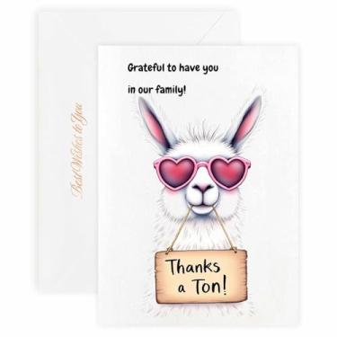 Imagem de MAGJUCHE Cartão de agradecimento para a nora – Selo e envelope de cera elegante, papel de 300 g/m², impressão vívida de 600 DPI, 12 x 17 cm, design de lhama