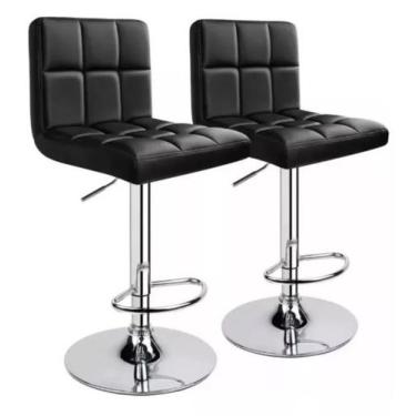 Imagem de Kit 2 Cadeiras Alta Gomos Estofada Giratoria Confortavel Cozinha Bar -