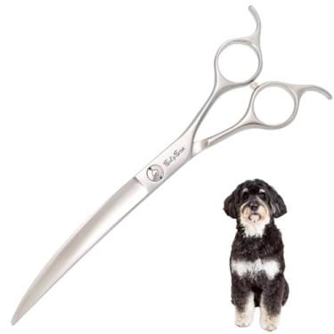 Imagem de SnipStar 8 polegadas profissional curva tesoura de cuidado do cão,Super 50 graus dobrar tesoura de cão para cuidado,com alça ergonômica,VG10 aço afiado corte tesoura para cães gatos em casa