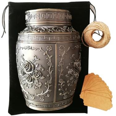Imagem de EVELUXWIT Urnas De Rosas Para Cinzas Humanas, Tamanho Médio, Urna Funerária Cremação, Adultos, Lindas Funerárias Decorativas Liga Zinco, 18 Cm Altura X 12 Comprimento (Bronze)