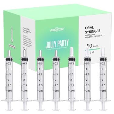 Imagem de JOLLY PARTY Pacote Com 50 Seringas De 3 Ml Tampas, Seringa Sem Agulha, Tampa Pequena Ponta Oral Embalada Individualmente Para Laboratórios Científicos, Medidor Líquidos, Alimentação Animais Estimaçã