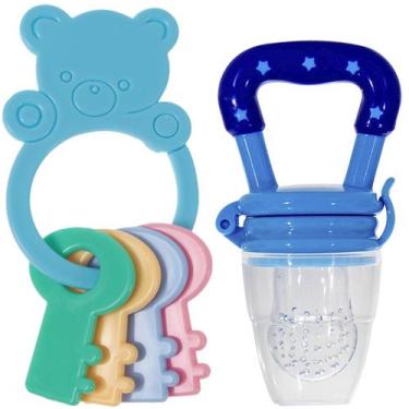 Imagem de Mordedor Chaveiro Ursinho Chave + Chupeta Mordedora Frutas - Art Baby,
