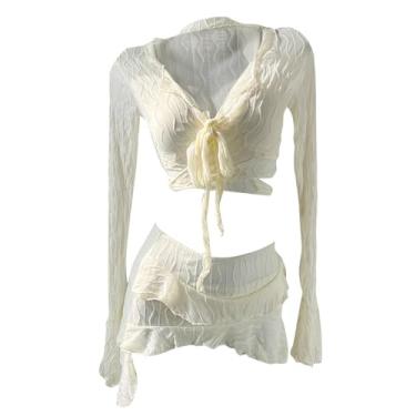 Imagem de UxicRuya Conjunto de biquíni feminino franzido e estiloso para surfe, esportes aquáticos e viagens
