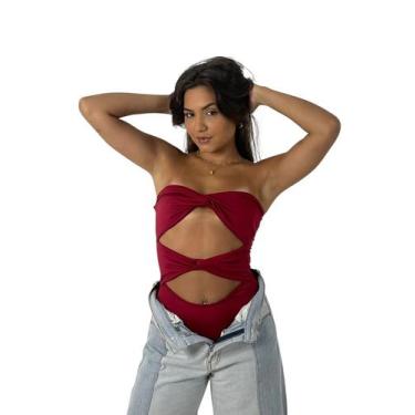 Imagem de Bory Body Feminino Nó Transpassado sem alça - W&L Closet, Vinho, G