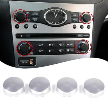 Imagem de Lcojicep Decoração de anel de maçaneta de carro compatível com Infiniti G37 G25 2007-2013 liga de alumínio ar condicionado interruptor de volume acessórios de acabamento (prata)