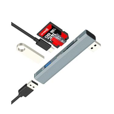 Imagem de Leitor de cartão USB para SD Micro SD TF HUB (5 em 1) adaptador de carregamento tipo c USB C OTG 3.0 divisor de extensão de estação de ancoragem multiportas MacBook, laptop, PC, conversor de cartão de