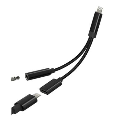 Imagem de Adaptador Lightning para conector de fone de ouvido de 3,5 mm (2 em 1) para fone de ouvido AUX certificado MFI da Apple, divisor de carregador de cabo de áudio para iPhone 14 13 Pro Max, conector de