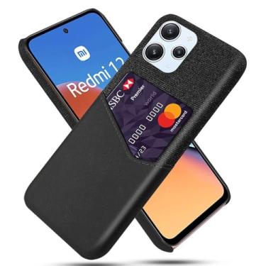 Imagem de Capa para Xiaomi Redmi 12 4G,Tela e tampa de couro PU,Antideslizante,360°cobertura completa à prova de choque com 1 slot de cartão atrás,Prevenção de queda-Black