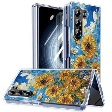 Imagem de MIDIIUGCT Capa magnética para Galaxy Z Fold 5, círculo magnético integrado e carregamento sem fio, capa à prova de choque de grau militar para Z Fold 5 [pintura a óleo - campo de girassol] MUS-CXDZ-07