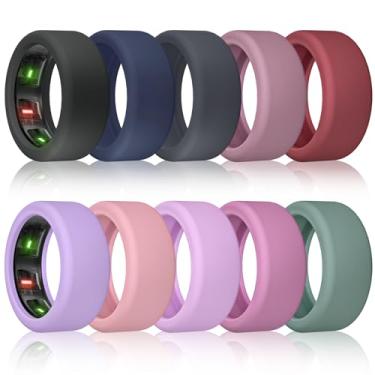 Imagem de BandSmith Capa de anel de silicone compatível com protetor de anel Oura, capa elástica para Oura Ring Gen 4/3 Working Out - Protegido por patente (Midnight Garden-10P, M para 12/11/13)