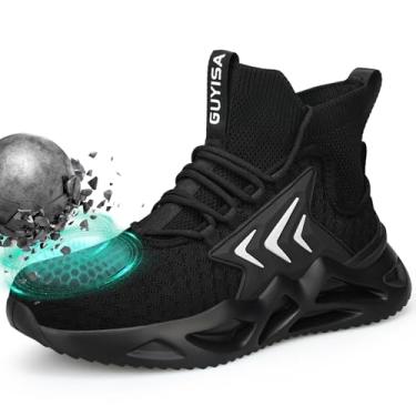 Imagem de Sapatos masculinos de bico de aço para segurança no trabalho, sapatos de construção industrial, botas industriais, tênis de trabalho confortáveis e leves para o trabalho, 0238-preto, 39