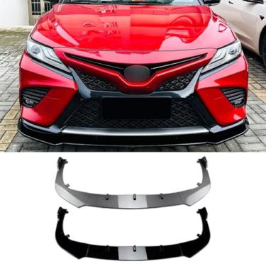 Imagem de Spoiler de para-choque dianteiro difusor de para-choque dianteiro avental capa labial acessórios de carro compatíveis com kit de carroceria Camry 8ª geração 2018-2020 (preto brilhante)