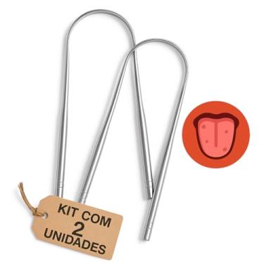 Imagem de Kit 2 Raspadores de Língua Aço Inoxidável Elimina e Remove o Mau Hálito Toxinas e Resíduos Com Eficiência Fácil de Limpar Super Higiênico Durável Antibacteriano Higiênico Raspador De Lingua Linha Premium